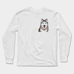 Cute Husky Drawing Long Sleeve T-Shirt